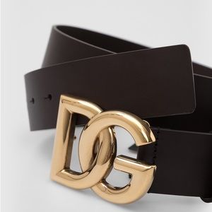 Authentic Dolce & Gabbana Men's Dark Brown & Gold Logo Belt size 36